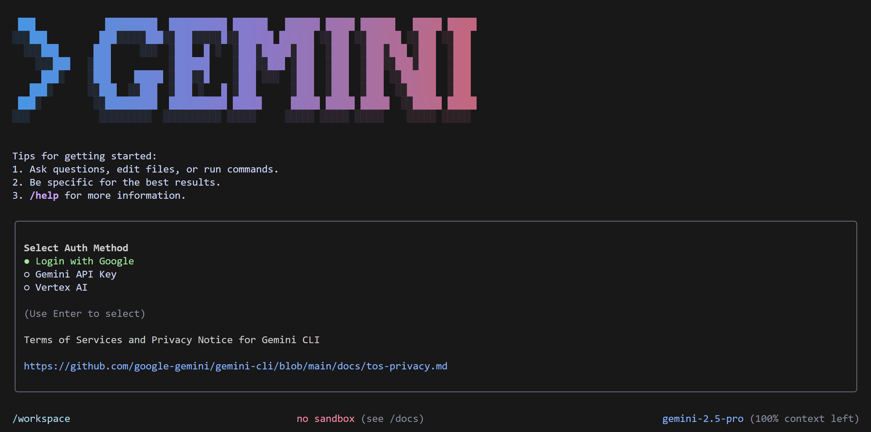 Google OAuth screen for Gemini CLI authentication.