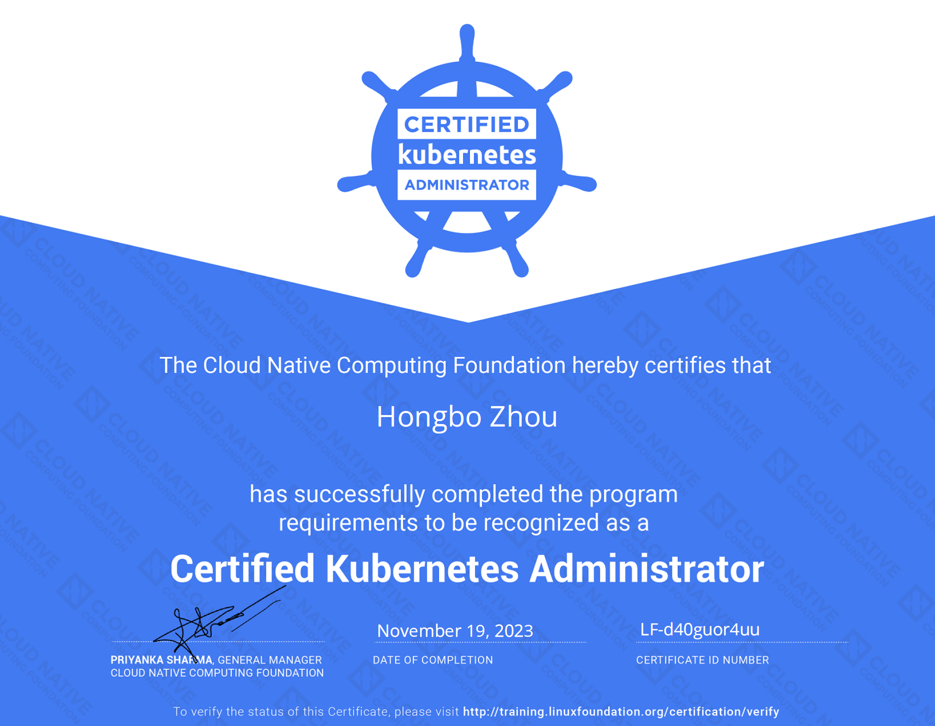 CNCF Certified Kubernetes Administrator (CKA)