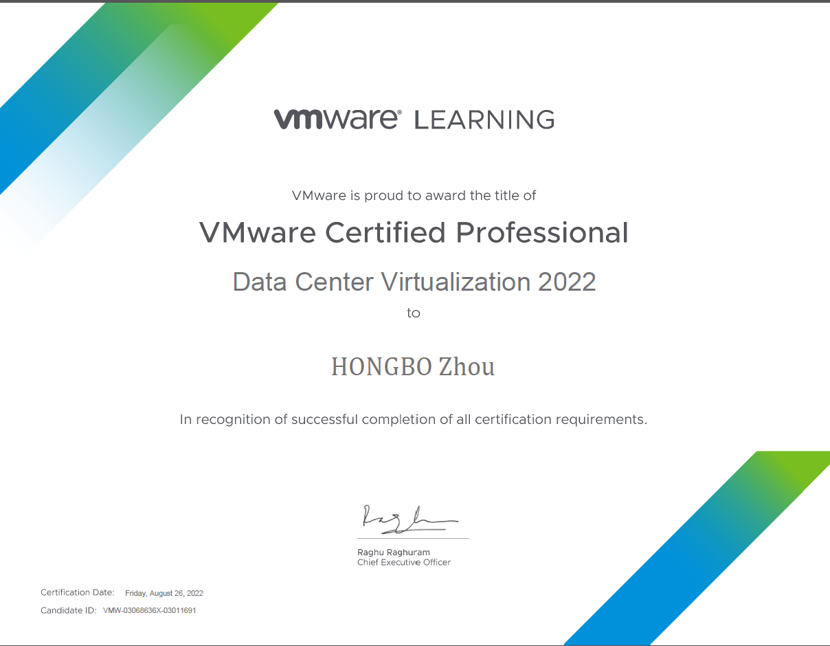 VMware Certified Professional - Data Center Virtulization 2022 (VCP)